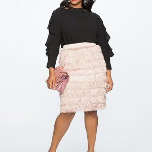 Eloquii Pink Fringe Skirt